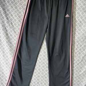 Adidas Kids Joggers Black with Pink Stripes